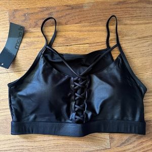 Mono B Criss Cross Sports Bra (Size L) BLACK
